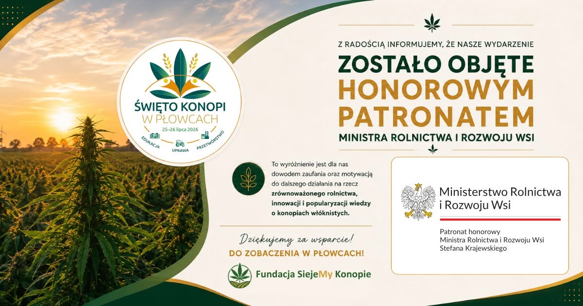 Z ogromną radością informujemy, że Święto Konopi w Płowcach zostało objęte Hono…